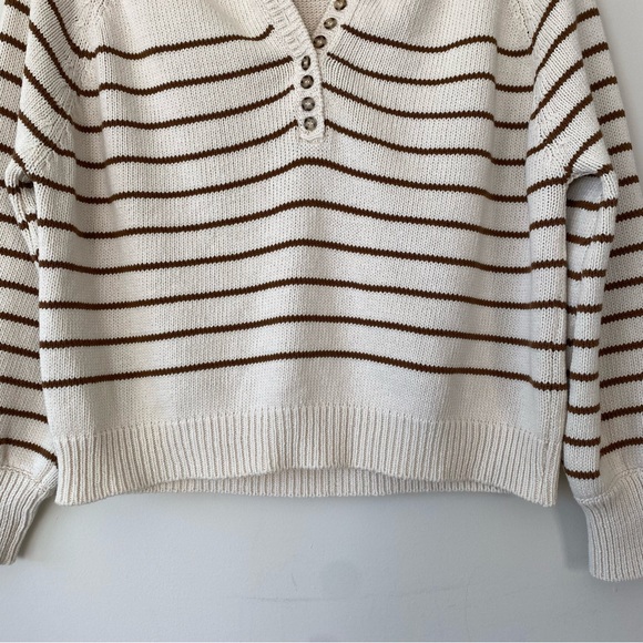 Sezane Leontine Jumper Sweater in Ecru Camel Stripe Size XS - Picture 4 of 13